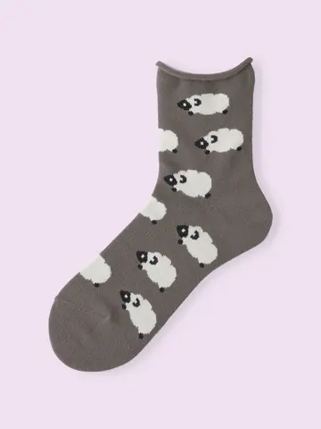 【3足1,386円】毛混ひつじ柄ソックス
