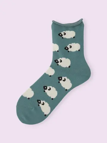 【3足1,386円】毛混ひつじ柄ソックス