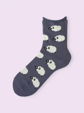 【3足1,386円】毛混ひつじ柄ソックス