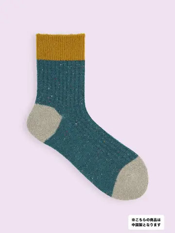 【3足1,386円】異素材三面切り替えソックス