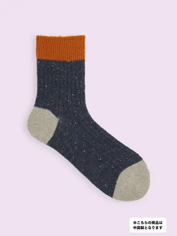【3足1,386円】異素材三面切り替えソックス