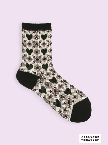 【3足1,386円】毛混タムハートJQソックス