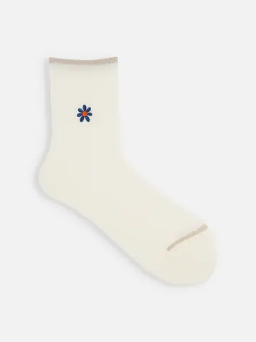 ワッフルお花刺繍ソックス