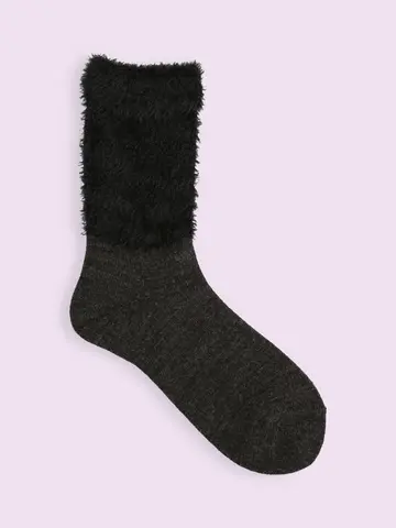 【3足¥1,100】毛混トップ切替モールソックス
