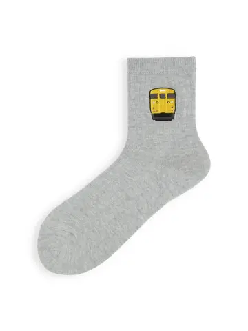 岡山限定 115系電車刺繍5×1リブ無地ソックス