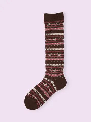 【3足¥1,100】シカ柄ハイソックス