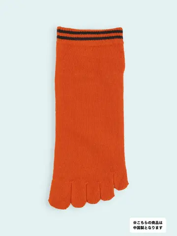 【靴下屋fam】メンズ 五本指履き口2本ラインスニーカー丈ソックス