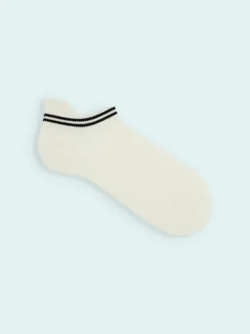 【靴下屋fam】メンズ アキレスガード2本ラインスニーカー丈ソックス