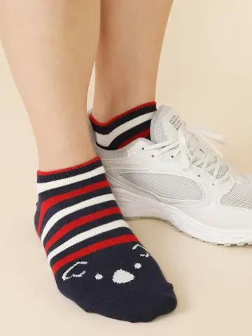 【3足1,386円】メンズ ブタさんコアラさんボーダースニーカー用ソックス