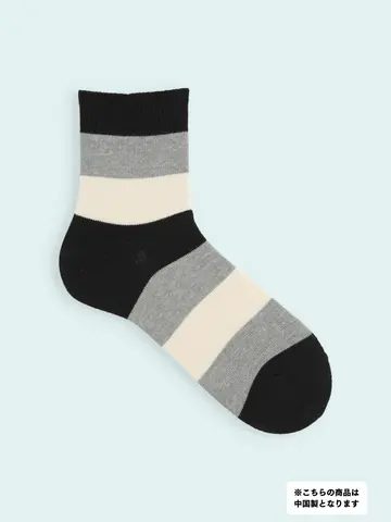 【3足1,386円】メンズ 太切替ショートソックス