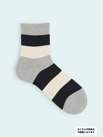 【3足1,386円】メンズ 太切替ショートソックス