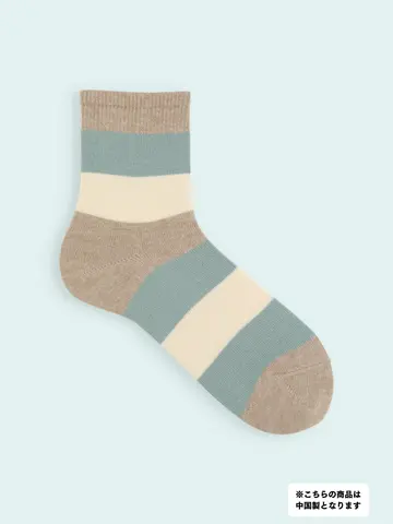 【靴下屋fam】メンズ 太切替ショートソックス