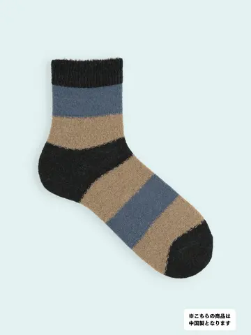 【3足1,386円】メンズ 毛混 タム太切替ショートソックス