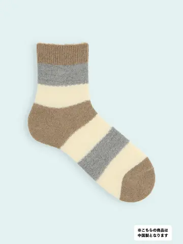 【3足1,386円】メンズ 毛混 タム太切替ショートソックス