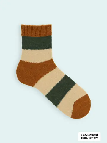 【3足1,386円】メンズ 毛混 タム太切替ショートソックス