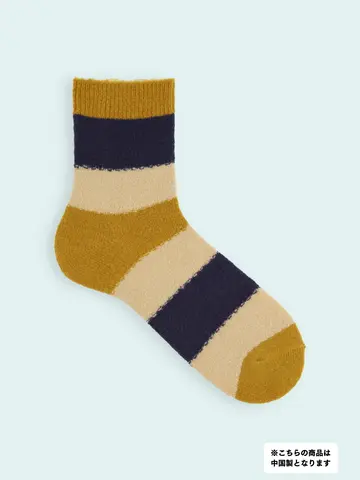 【3足1,386円】メンズ 毛混 タム太切替ショートソックス
