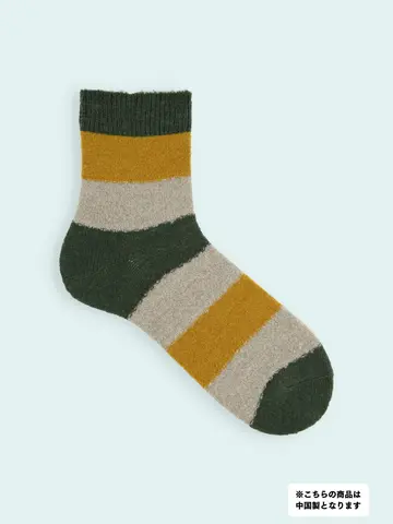 【3足1,386円】メンズ 毛混 タム太切替ショートソックス