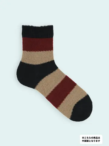 【3足1,386円】メンズ 毛混 タム太切替ショートソックス