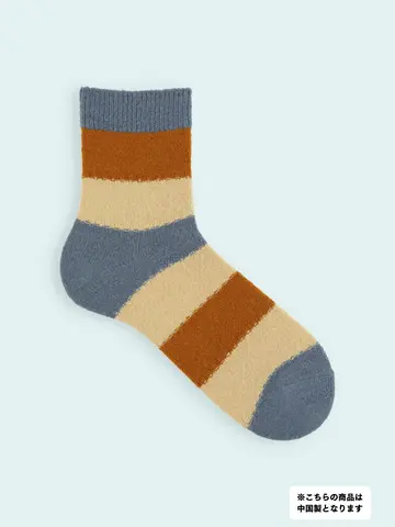 【3足1,386円】メンズ 毛混 タム太切替ショートソックス