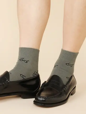 【3足1,386円】メンズ めがね柄ショートソックス