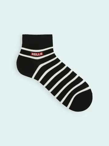 【3足1,386円】メンズ ボーダーボックスロゴショートソックス