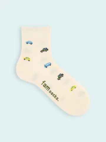 【靴下屋fam】メンズ くるま柄ショートソックス