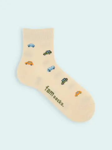 【靴下屋fam】メンズ くるま柄ショートソックス