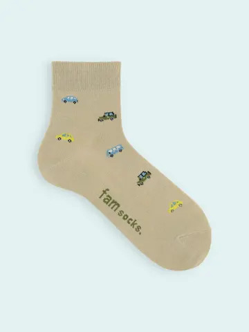 【靴下屋fam】メンズ くるま柄ショートソックス