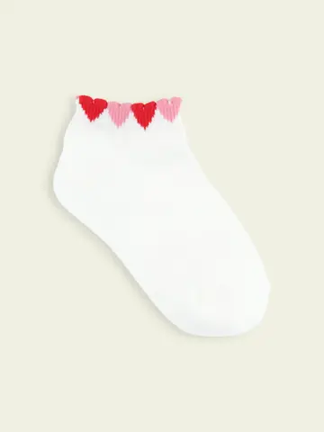 【靴下屋fam】キッズ ゴム口たっぷりハートスニーカー丈ソックス