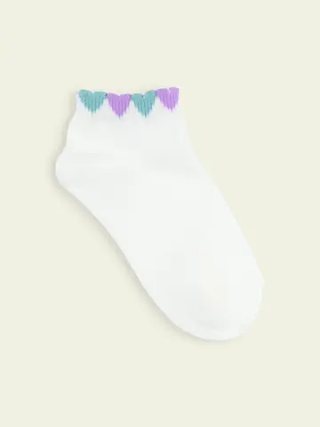 【靴下屋fam】キッズ ゴム口たっぷりハートスニーカー丈ソックス