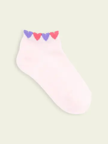 【靴下屋fam】キッズ ゴム口たっぷりハートスニーカー丈ソックス