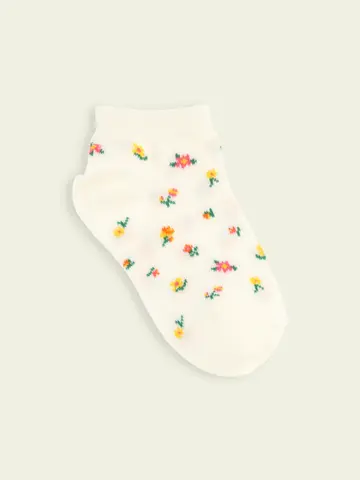【3足1,485円】キッズ 小花柄スニーカー丈ソックス / 19-21cm