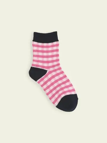 【3足1,386円】キッズ ギンガム3面切替ショートソックス 