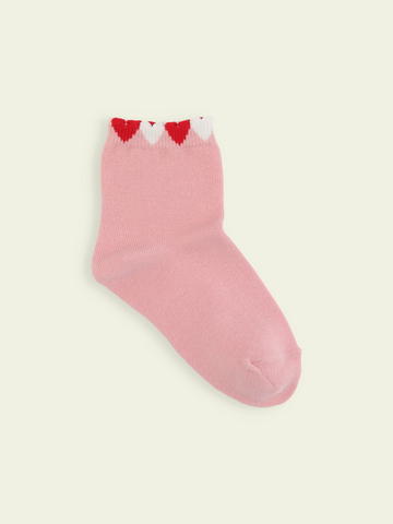 【3足1,485円】キッズ 履き口たっぷりハートショートソックス / 13-15cm