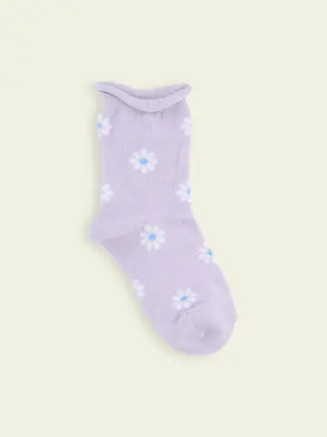 【靴下屋fam】キッズ くるくるワッフル花柄ショートソックス