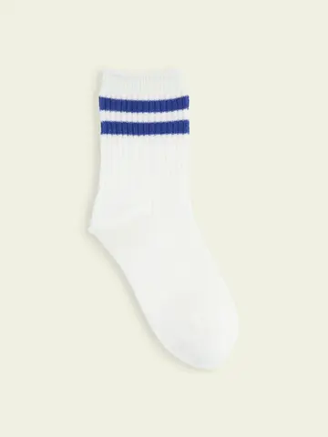 【靴下屋fam】キッズ リブ2本ラインショートソックス