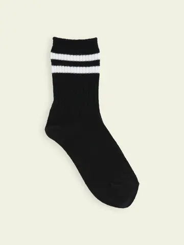 【靴下屋fam】キッズ リブ2本ラインショートソックス