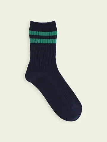 【靴下屋fam】キッズ リブ2本ラインショートソックス