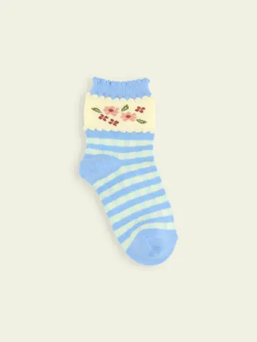 【3足1,386円】キッズ 小花チェック柄ショートソックス