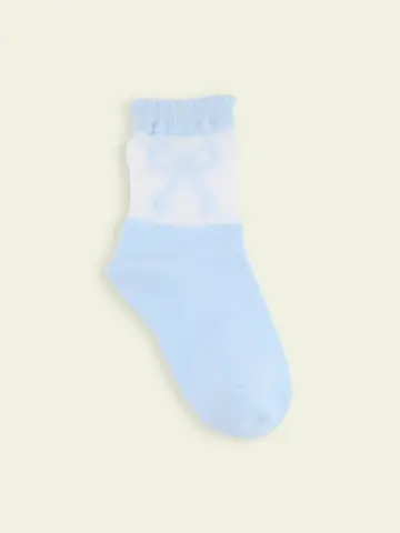 【靴下屋fam】キッズ チュールリボン切替ショートソックス