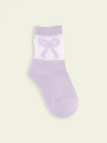 【靴下屋fam】キッズ チュールリボン切替ショートソックス