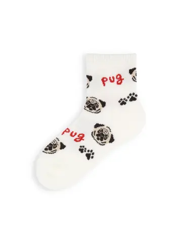 【3足1,485円】キッズ I LOVE PUGショートソックス / 16-18cm