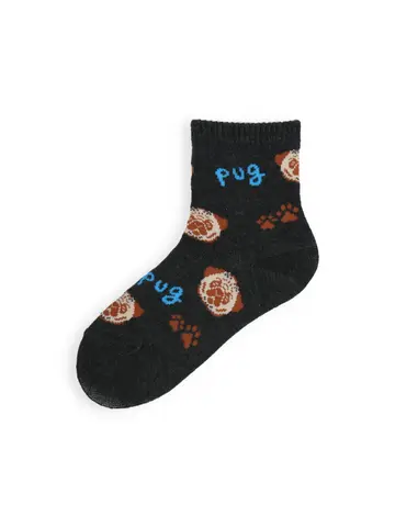 【3足1,485円】キッズ I LOVE PUGショートソックス / 16-18cm