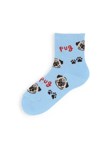【3足1,485円】キッズ I LOVE PUGショートソックス / 16-18cm