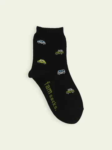 【靴下屋fam】キッズ くるま柄ショートソックス