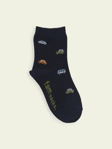 【靴下屋fam】キッズ くるま柄ショートソックス