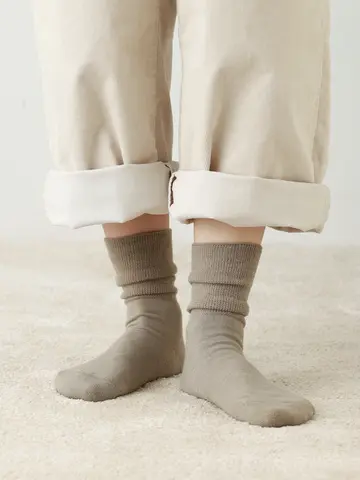 【温脚Labo】光電子×ウール混 履き口ゆったり底パイルソックス