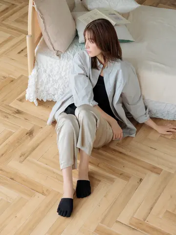 【温脚Labo】光電子×ウール 五本指つま先ハーフソックス