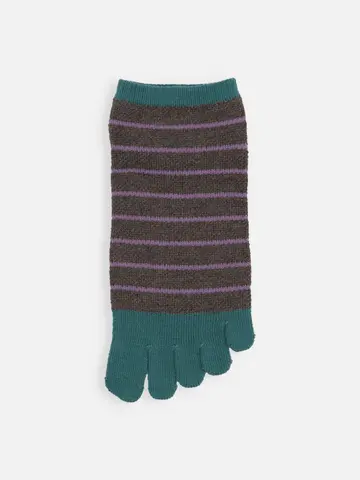 【Tabio MEN】メッシュ素材のボーダー五本指スニーカー丈ソックス