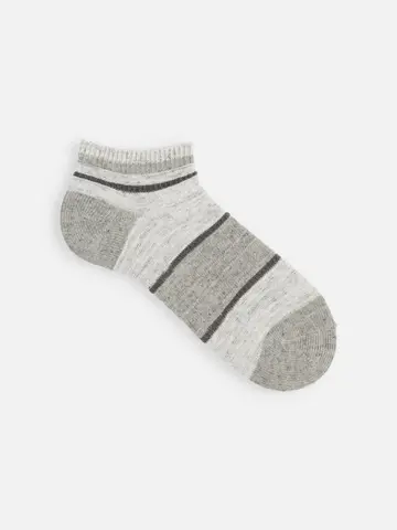 【Tabio MEN】綿麻引き揃えボーダースニーカー丈ソックス